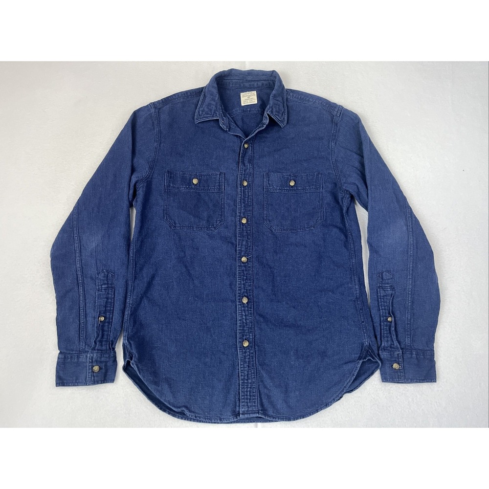 J. CREW Mens Long Sleeve Button Down Navy Blue Casual Workshirt Size S A9342